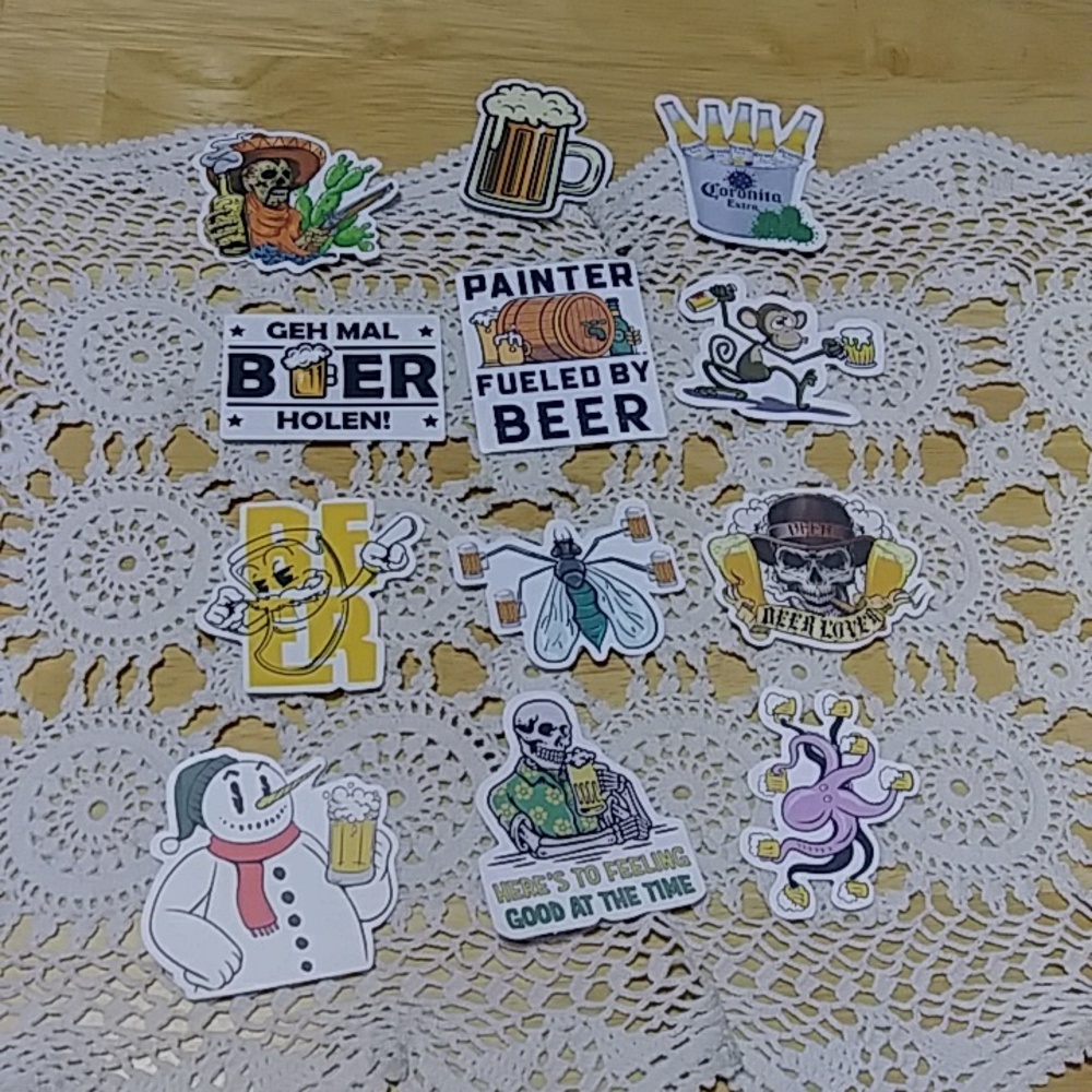 Fun peel-off adult stickers, beer theme